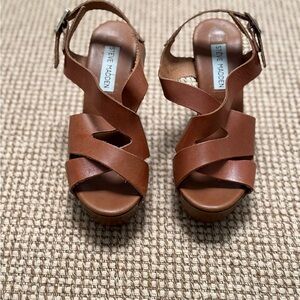 Steve Madden Brown Platform Sandals Strappy Slingback